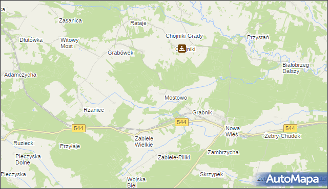 mapa Mostowo gmina Olszewo-Borki, Mostowo gmina Olszewo-Borki na mapie Targeo