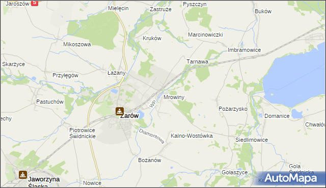 mapa Mrowiny gmina Żarów, Mrowiny gmina Żarów na mapie Targeo