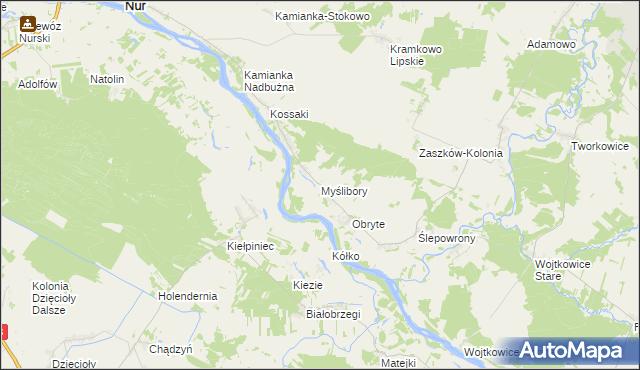 mapa Myślibory, Myślibory na mapie Targeo