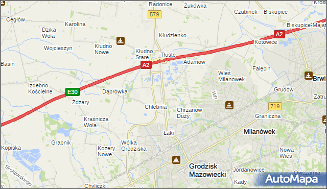 mapa Natolin gmina Grodzisk Mazowiecki, Natolin gmina Grodzisk Mazowiecki na mapie Targeo