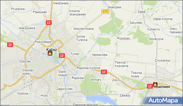 mapa Nędzerzew gmina Opatówek, Nędzerzew gmina Opatówek na mapie Targeo