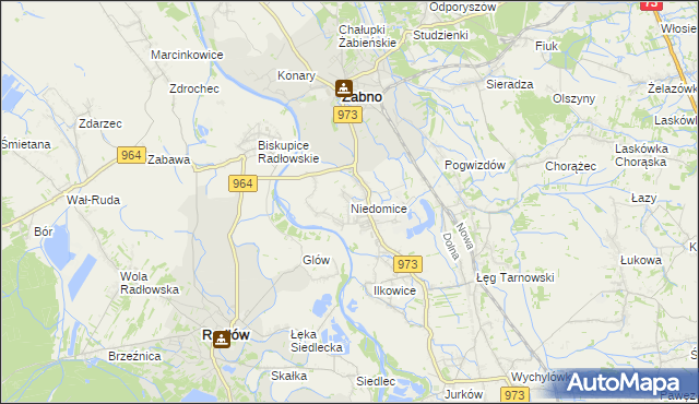 mapa Niedomice, Niedomice na mapie Targeo