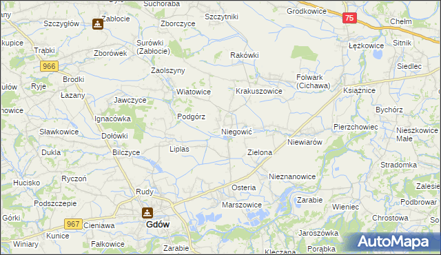 mapa Niegowić, Niegowić na mapie Targeo
