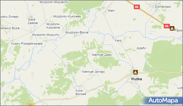 mapa Niemyje-Ząbki, Niemyje-Ząbki na mapie Targeo