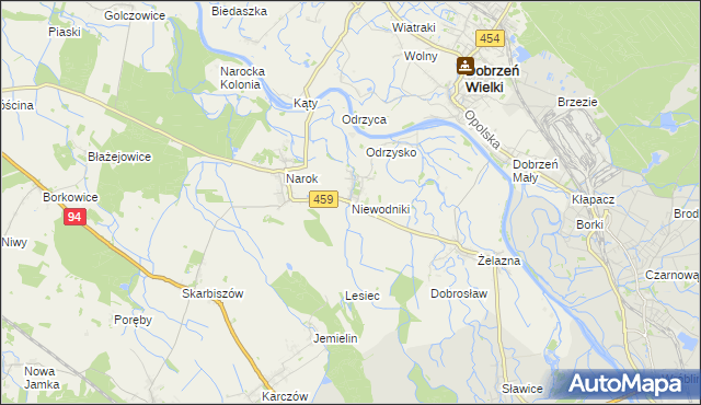 mapa Niewodniki, Niewodniki na mapie Targeo