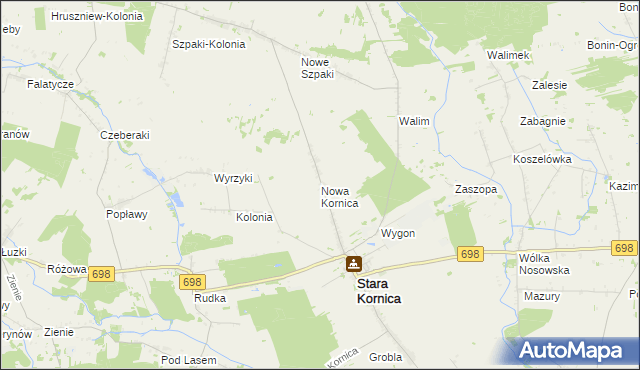 mapa Nowa Kornica, Nowa Kornica na mapie Targeo