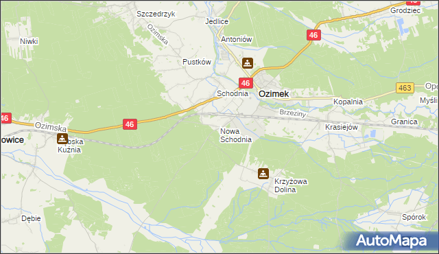 mapa Nowa Schodnia, Nowa Schodnia na mapie Targeo