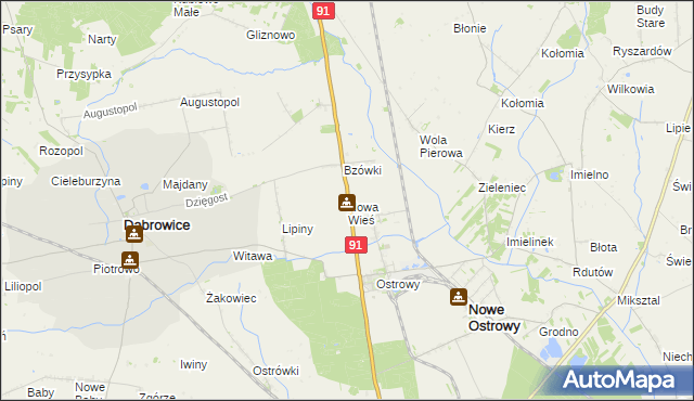 mapa Nowa Wieś gmina Nowe Ostrowy, Nowa Wieś gmina Nowe Ostrowy na mapie Targeo