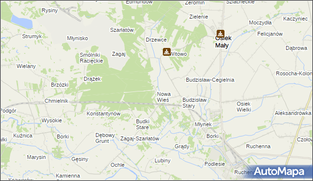 mapa Nowa Wieś gmina Osiek Mały, Nowa Wieś gmina Osiek Mały na mapie Targeo