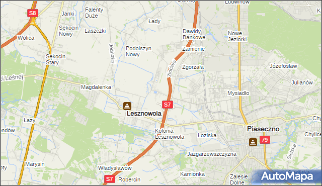 mapa Nowa Wola gmina Lesznowola, Nowa Wola gmina Lesznowola na mapie Targeo