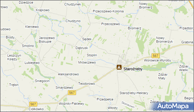 mapa Nowe Staroźreby, Nowe Staroźreby na mapie Targeo