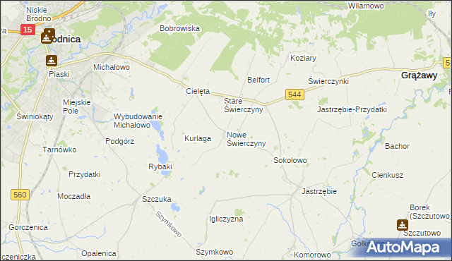 mapa Nowe Świerczyny, Nowe Świerczyny na mapie Targeo