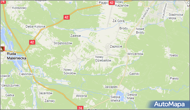 mapa Nowy Dziebałtów, Nowy Dziebałtów na mapie Targeo