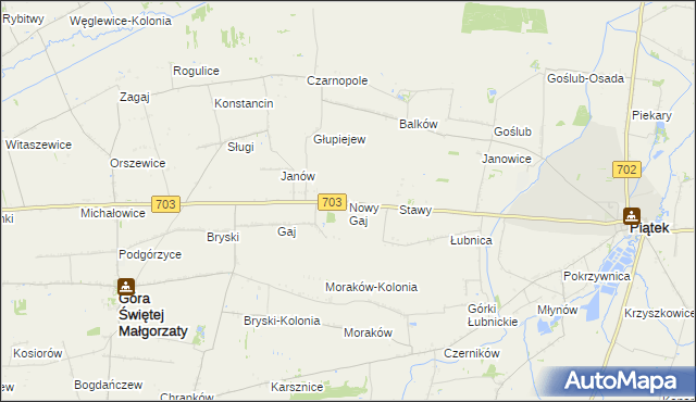 mapa Nowy Gaj gmina Góra Świętej Małgorzaty, Nowy Gaj gmina Góra Świętej Małgorzaty na mapie Targeo