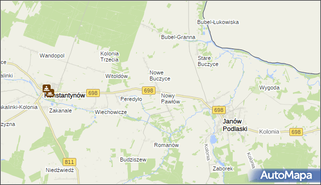 mapa Nowy Pawłów, Nowy Pawłów na mapie Targeo