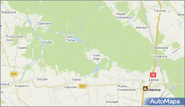 mapa Nowy Staw gmina Niemce, Nowy Staw gmina Niemce na mapie Targeo