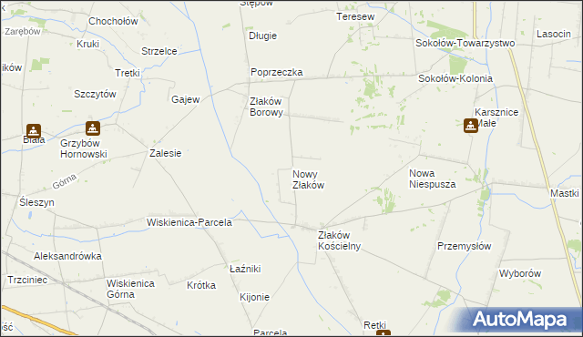 mapa Nowy Złaków, Nowy Złaków na mapie Targeo