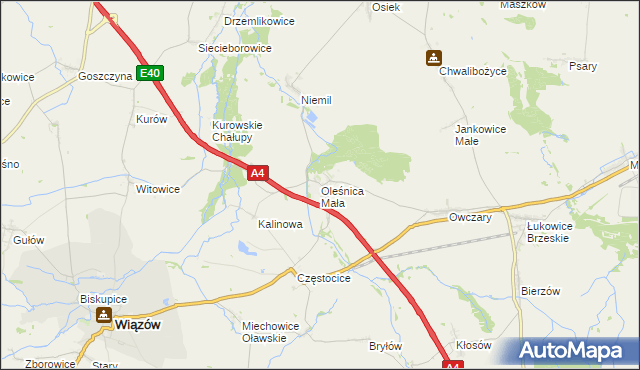 mapa Oleśnica Mała, Oleśnica Mała na mapie Targeo