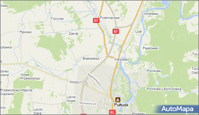 mapa Olszak gmina Pułtusk, Olszak gmina Pułtusk na mapie Targeo