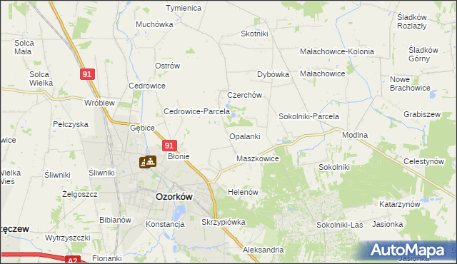 mapa Opalanki gmina Ozorków, Opalanki gmina Ozorków na mapie Targeo