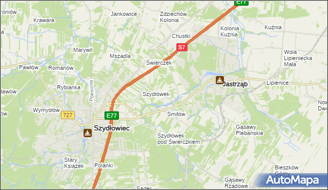 mapa Orłów gmina Jastrząb, Orłów gmina Jastrząb na mapie Targeo