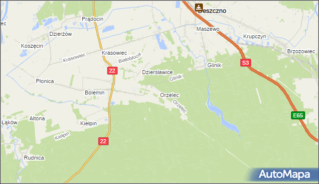 mapa Orzelec, Orzelec na mapie Targeo
