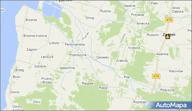 mapa Osowiec gmina Pęczniew, Osowiec gmina Pęczniew na mapie Targeo