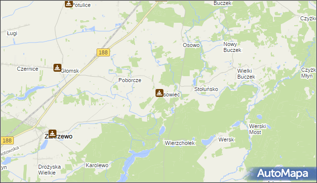 mapa Osowiec gmina Zakrzewo, Osowiec gmina Zakrzewo na mapie Targeo