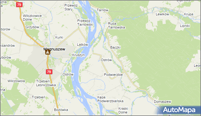 mapa Ostrów gmina Maciejowice, Ostrów gmina Maciejowice na mapie Targeo