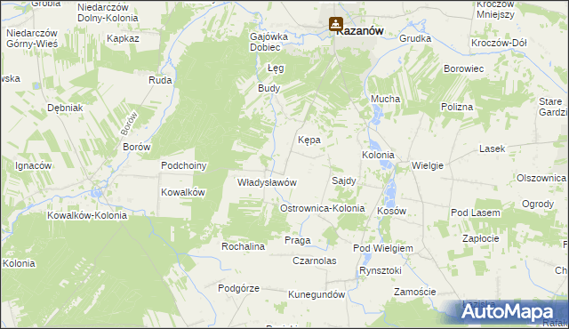 mapa Ostrownica gmina Kazanów, Ostrownica gmina Kazanów na mapie Targeo
