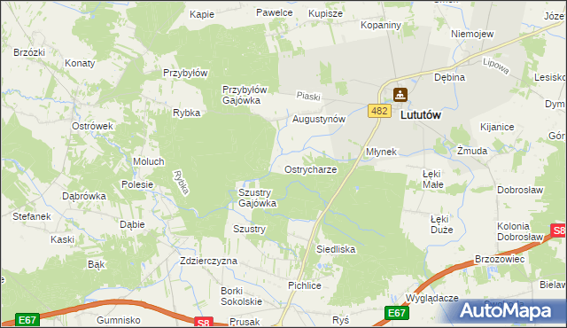 mapa Ostrycharze, Ostrycharze na mapie Targeo