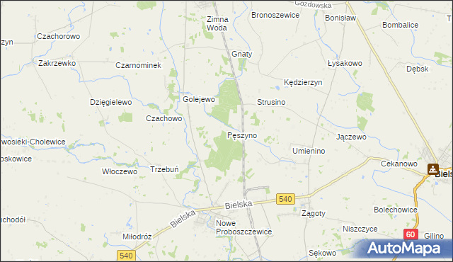 mapa Pęszyno, Pęszyno na mapie Targeo