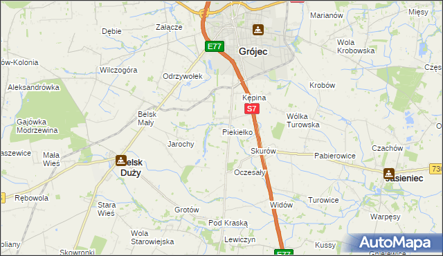 mapa Piekiełko gmina Grójec, Piekiełko gmina Grójec na mapie Targeo