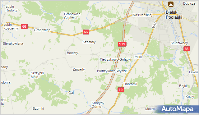 mapa Pietrzykowo-Gołąbki, Pietrzykowo-Gołąbki na mapie Targeo