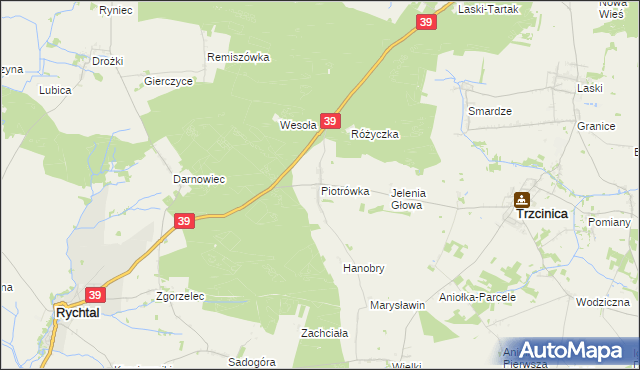 mapa Piotrówka gmina Trzcinica, Piotrówka gmina Trzcinica na mapie Targeo