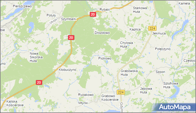 mapa Piotrowo gmina Somonino, Piotrowo gmina Somonino na mapie Targeo