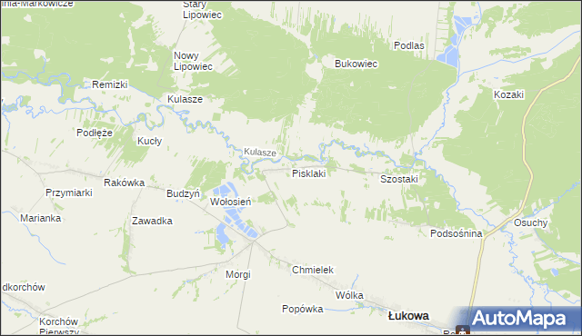 mapa Pisklaki, Pisklaki na mapie Targeo