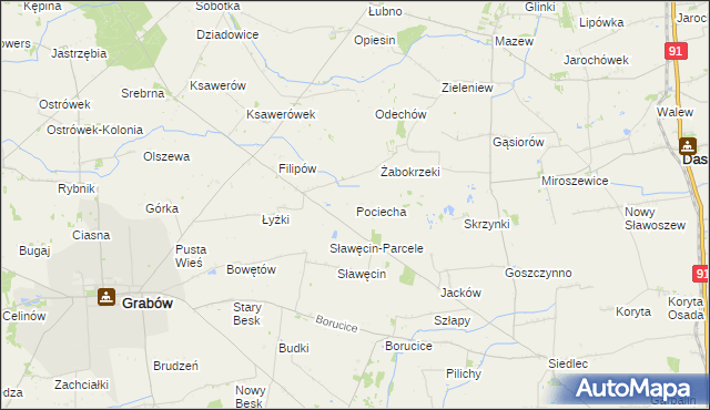 mapa Pociecha gmina Grabów, Pociecha gmina Grabów na mapie Targeo