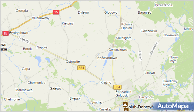 mapa Poćwiardowo, Poćwiardowo na mapie Targeo