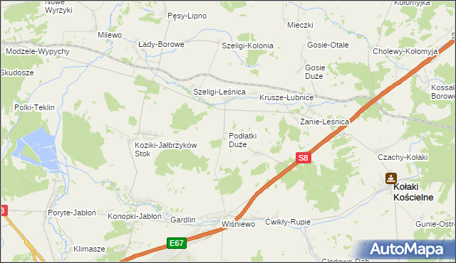 mapa Podłatki Duże, Podłatki Duże na mapie Targeo