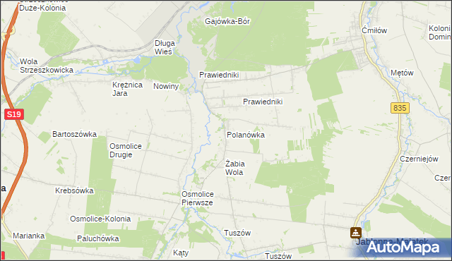 mapa Polanówka gmina Strzyżewice, Polanówka gmina Strzyżewice na mapie Targeo