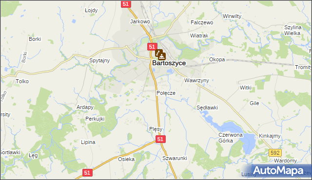 mapa Połęcze, Połęcze na mapie Targeo