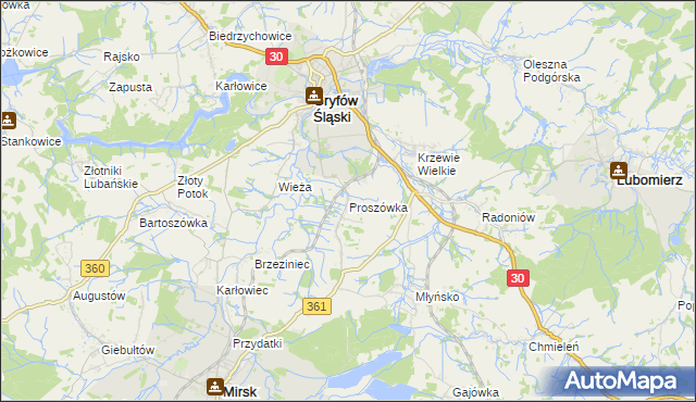 mapa Proszówka, Proszówka na mapie Targeo
