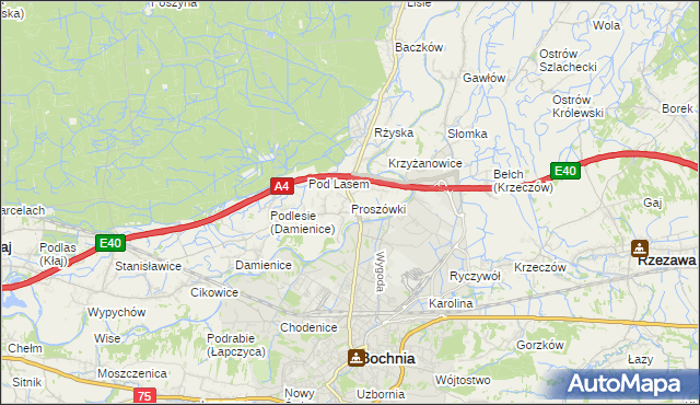 mapa Proszówki, Proszówki na mapie Targeo