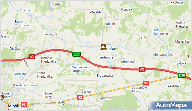 mapa Przedewsie gmina Jakubów, Przedewsie gmina Jakubów na mapie Targeo