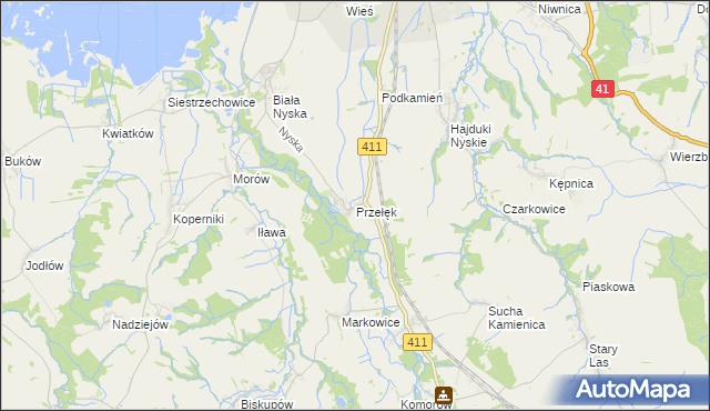 mapa Przełęk gmina Nysa, Przełęk gmina Nysa na mapie Targeo