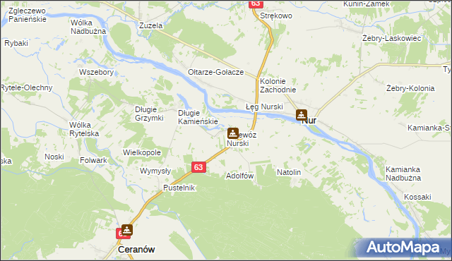 mapa Przewóz Nurski, Przewóz Nurski na mapie Targeo