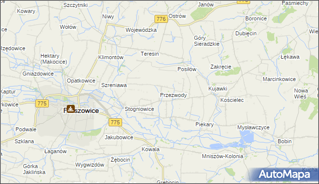 mapa Przezwody gmina Proszowice, Przezwody gmina Proszowice na mapie Targeo