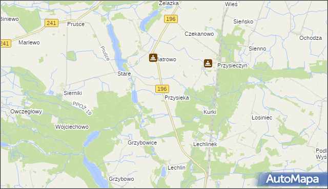 mapa Przysieka gmina Wągrowiec, Przysieka gmina Wągrowiec na mapie Targeo