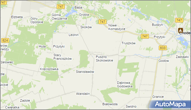 mapa Puszno Skokowskie, Puszno Skokowskie na mapie Targeo
